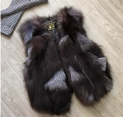 Women's Short Real Fur Autumn Winter Gilet Fox Fur Vest Waistcoats Sleeveless - Picture 5 of 29
