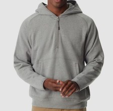 Bass Outdoor Men Gray Quarter-Zip Long Sleeve Hooded Sweater Size S