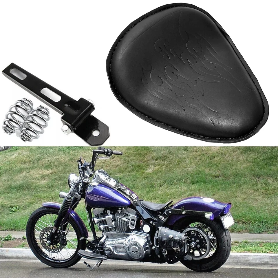 Asiento individual de motocicleta de 3" con soporte de resorte para Harley Sportster Chopper Bobber Foto 3 de 4