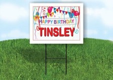 TINSLEY HAPPY BIRTHDAY BALLOONS 18 in x 24 in Yard Sign Road Sign with Stand