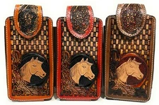 WESTERN LEATHER PHONE CASE HORSE DESIGN XL, FUNDA VAQUERA DE CUERO RODEO