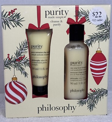 Philosophy Purity Made Simple Set - 3oz Cleanser and 1oz Clay Mask -NEW! Holiday