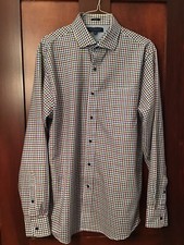 Tommy Hilfiger Men's Size 16 34/35 Slim Fit Long Sleeve Plaid Button Up Shirt
