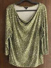 talbots xl green floral blouse Country Cottage Core Peasant