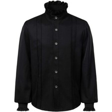 Men Shirt Tops Gothic Steampunk Victorian Punk Vintage Retro White Black Classic