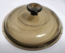 Vintage Corning Ware Visions AMBER Brown V2.5C Pyrex Glass Replacement Lid 8.5"