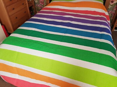 KINDER JUNGEN/MÄDCHEN REGENBOGEN EINZEL TAGESDECKE/DECKE/BETTWÄSCHE/ÜBERWURF NEU IN VERPACKUNG