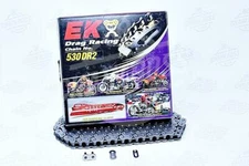 EK Chains 530 x 130 Links DR2 Drag Bike Series  Non Oring Chrome Drive Chain
