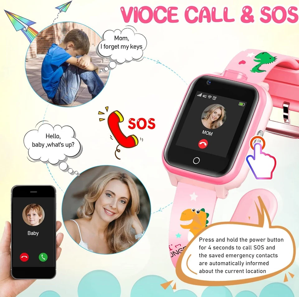 4G Smartwatch Kinder Smart Watch Armbanduhr Geschenk mit GPS-Tracker MusikPlayer - Bild 4 von 4