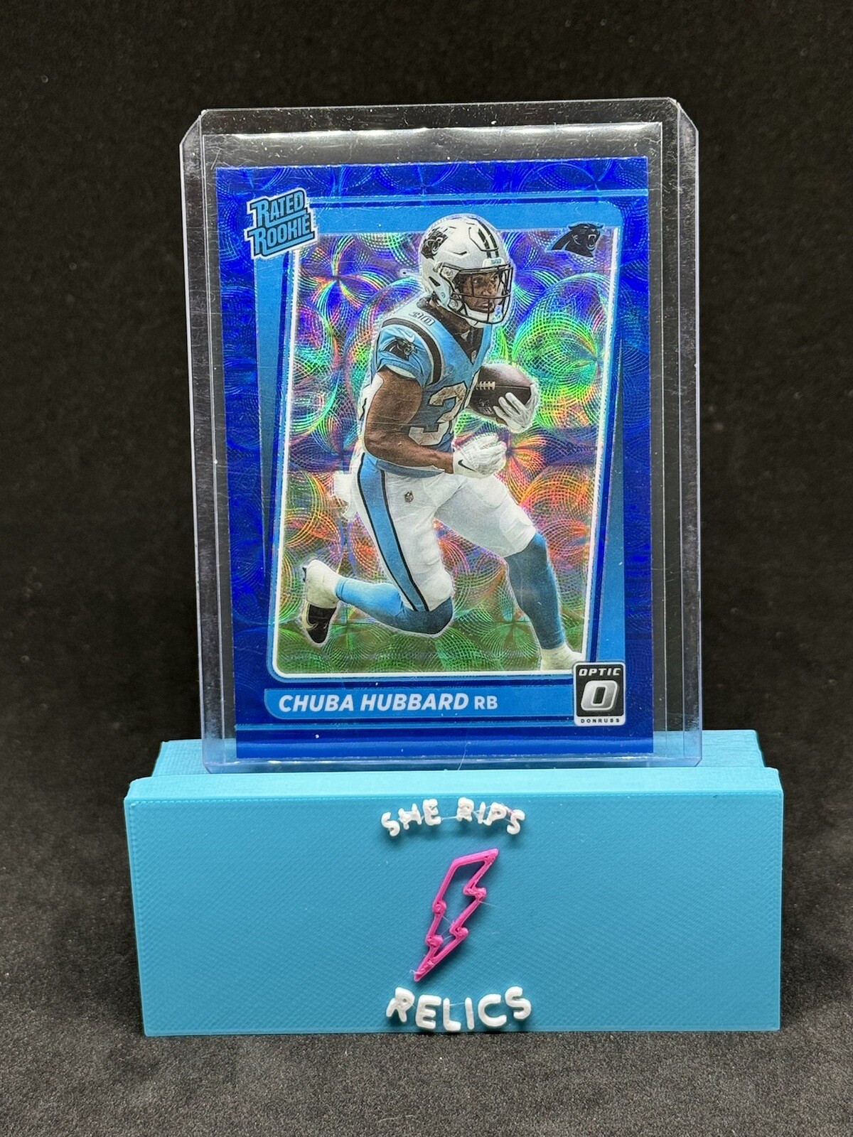 Chuba Hubbard 2021 Optic Rated Rookie Blue Scope Prizm RC #225 Panthers