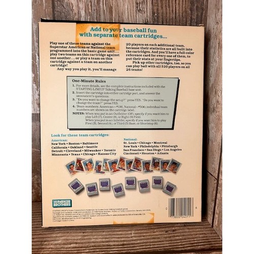Vintage Starting Lineup Talking Baseball Cartridge Houston Cincinnati Atlanta - Picture 2 of 3
