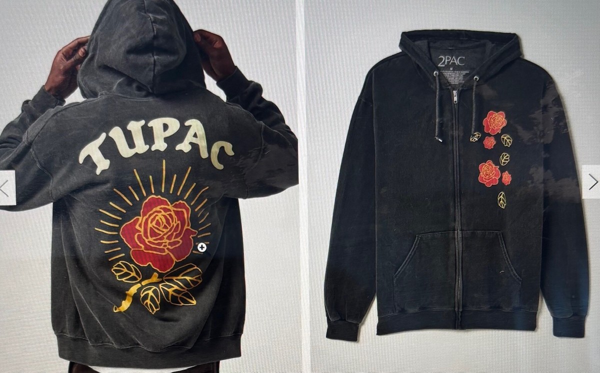 Urban Outfitters Tupac Roses Washed Full Zip Hoodie Sweatshirt | eBay