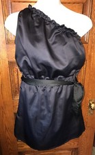 Gap Womens One Shoulder Belted Midnight Blue Dress Cocktail Casual Evening Sz L
