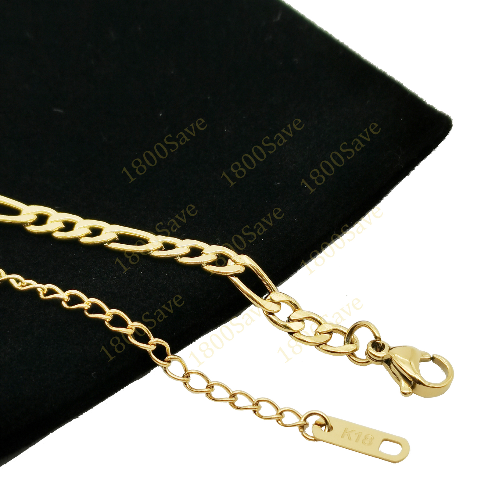 Men&Women's Genuine 18K Yellow Gold Filled Figaro Chain Bracelet, With Gift Box