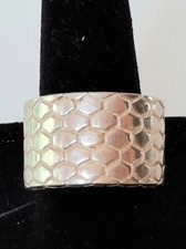 925 STERLING SILVER SNAKE SKIN PATTERN WIDE BAND RING SIZE 8