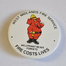 West Midlands Fire Service "Fire Costs Lives" 1 1/2" Metal Pin Badge Used