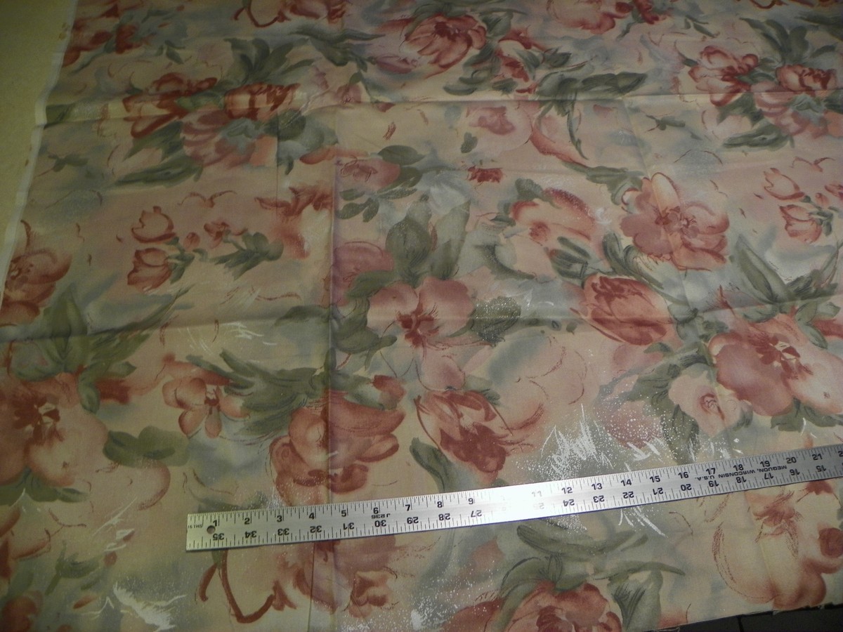Pink Green Flower Print Upholstery Fabric 1 Yard F1109 | eBay