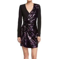 $275 Parker Black Sequin Sleeveless Mesh Cocktail Prom Dress Size 0