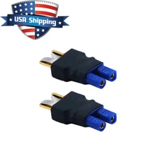 2pcs EC2 Female - T-Connector Male (Deans Style) Conversion Adapter for RC LiPO