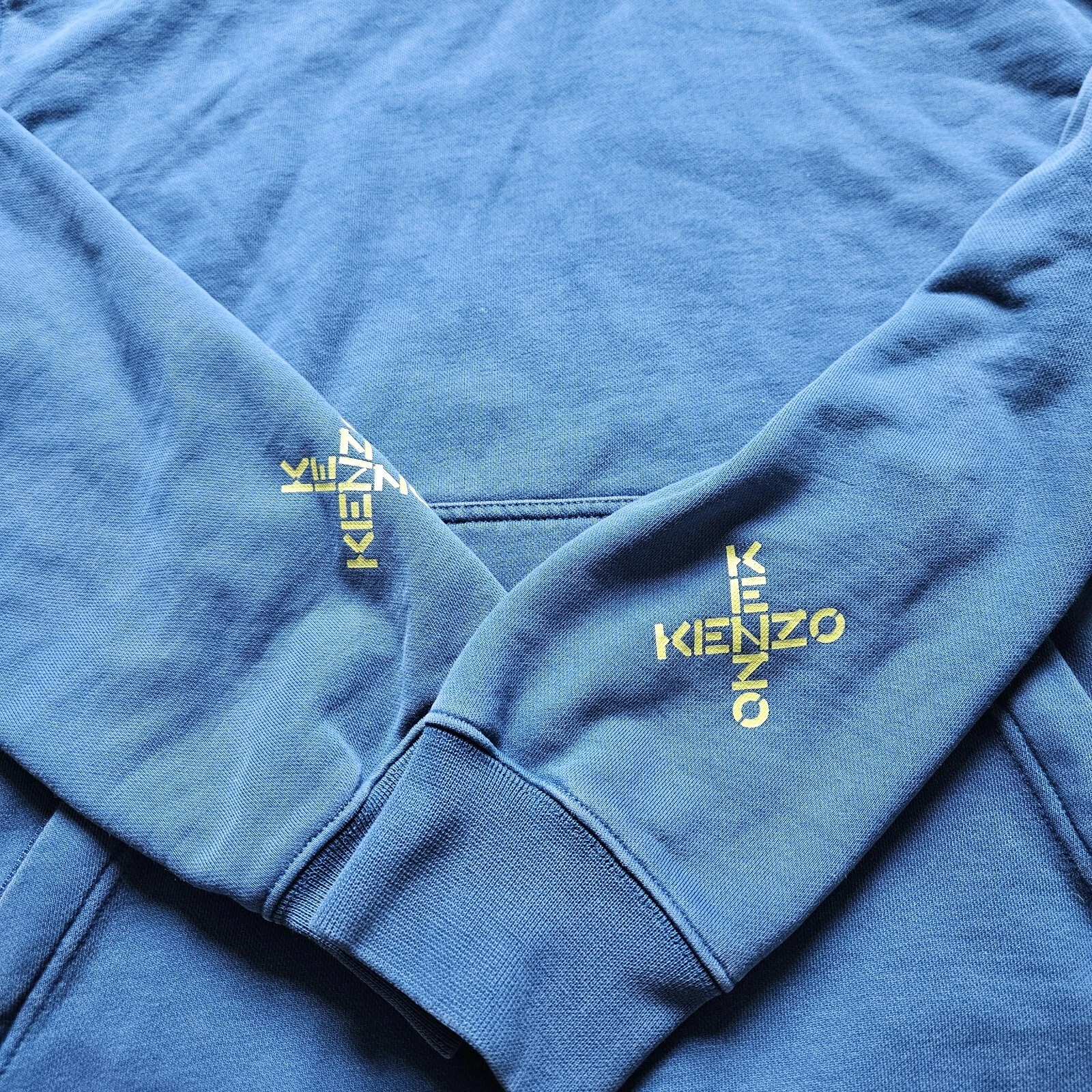 Kenzo Paris Felpa con Cappuccio Uomo S Verde Teal Cross Spell Out Logo Manica Hit Streetwear