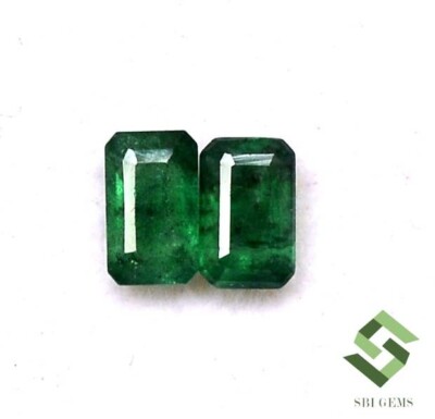 5x3 mm Certified Natural Emerald Octagon Cut Pair 0.63 CTS Untreated Loose Gems