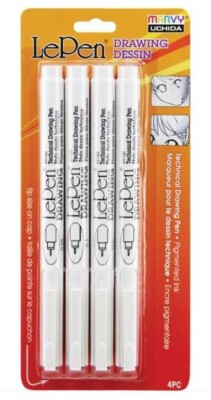 Marvy Uchida ~ LePen ~ Drawing Pens ~ 4 Pieces ~ 0.05 & 0.1 & 0.5 & 0.8