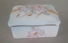 Royal Worcester Palissy Collection Trinket Box Porcelain Blue Floral Design.