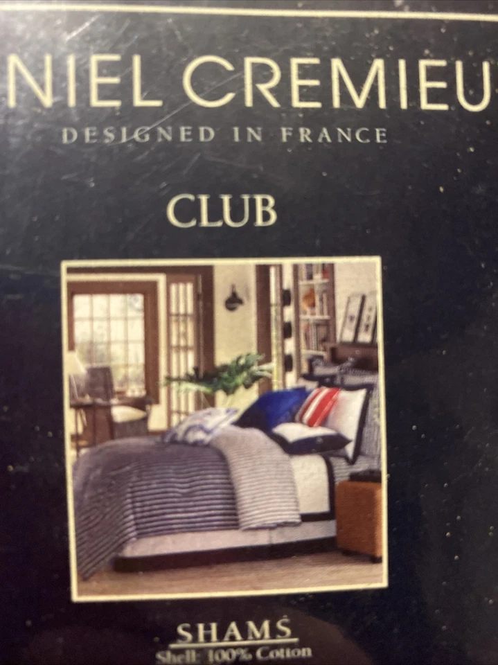 Funda de almohada estándar Daniel Cremieux azul y blanco falsa Foto 3 de 4