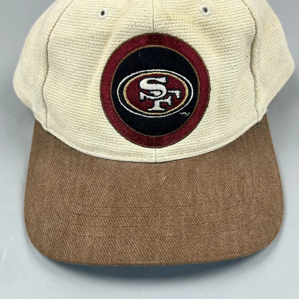 VINTAGE San Francisco 49ers Hat Cap Snap Back Beige Brown Football Mens 90s - Image 2 of 4