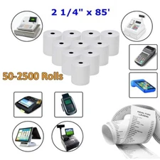 2 1/4" x 85' Thermal Paper Receipt Roll Credit Card  & Cash POS Register 48 GSM