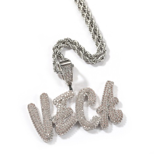 Hip Hop A-Z Custom Name Letters Pendant Necklaces Colorful Zircon Men Women Gift - Picture 5 of 16