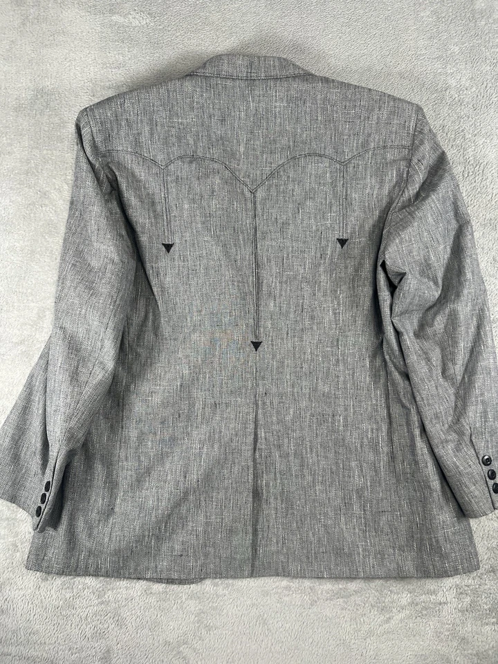 Chaqueta Blazer Vintage Circle S Para Hombres 48R Gris Tweed Espiga Western Foto 3 de 4