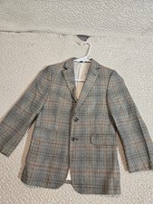hickey freeman blazer Boys Sz 8 Wool/silk Plaid Tweed