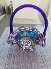 Vintage Fenton Open Edge Iridescent Basket Blackberry Carnival Glass. Rare!!