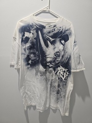 Vintage Y2K Ecko Unltd Rhino Graphic T-Shirt Mens XL White Graffiti Streetwear