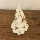 1995 Fenton Christmas Tree 6.5” White Milk Glass Gold Bird Hand Painted Signed