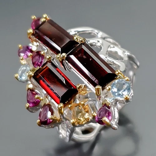 Vintage Natural Garnet Ring 925 Sterling Silver Size 9 /B-R4717