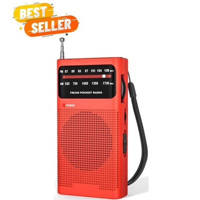 Compact Red Portable Radio - Easy to Use with 3.5mm Jack for Personal Listening