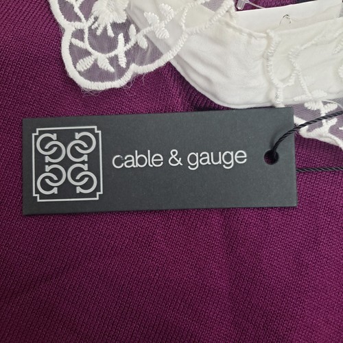 LOT OF 2 NEW MED Women's Cable & Gauge Knit Tops W/lace Peter Pan Collar - Foto 19 di 21