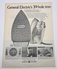 General Electric 39 Hole Iron Vintage Print Ad 60s Retro Laundry Housewares