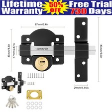 50MM Double Long Throw Gate Lock 5 Keys Garden Locking Both Sides Home