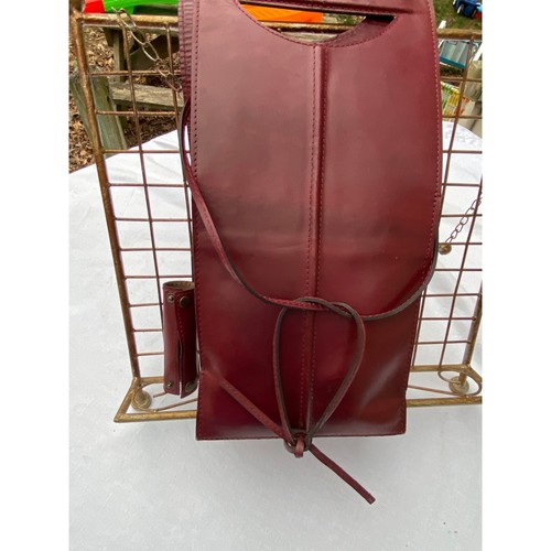 Luxury Oxblood Brown Leather Double Wine Bottle Carrier 15 inches tall EUC - Picture 3 of 12