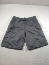 Ron Jon Surf Shop Short Men Sz33 Gray Unlined Swim Trunk Cargo Pocket Drawstring