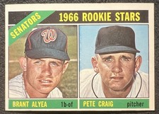 1966 TOPPS ROOKIE STARS WASHINGTON SENATORS BRANT ALYEA/PETE CRAIG #11 NM/MT OC