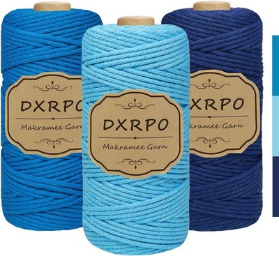 Premium Makramee Garn Set, 3 Stück 3mm x 100m Macrame Cord,Baumwollgarn Macrame