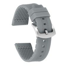 Silicone Watch Bands 22mm Soft Watch Bands with Silver Buckle, Gray