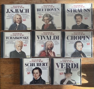 Masters Of Classical Music CD Lot of 8 Bach Beethoven Chopin Verdi Strauss