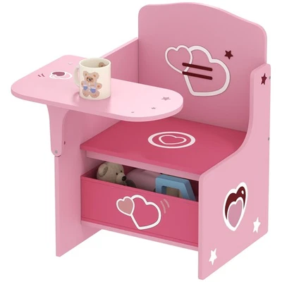 AIYAPLAY Kids Table and Chair Set, Toddler Desk Chair with Storage Bins - Image 1 of 4