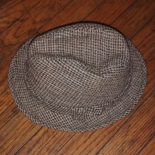 Dobbs Fifth Avenue Men's Gray Herringbone Fedora Hat Lined Casual Size 7 1/4