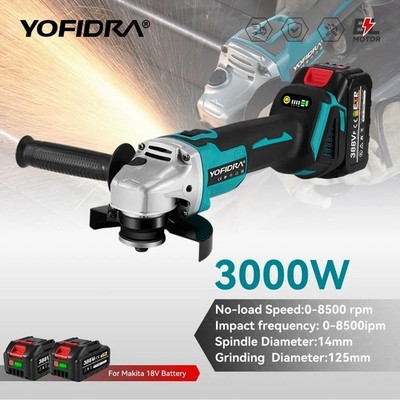 YOFIDRA 3000W 125mm Brushless Elektro Winkelschleifer Metall Holz Schleifen Polieren